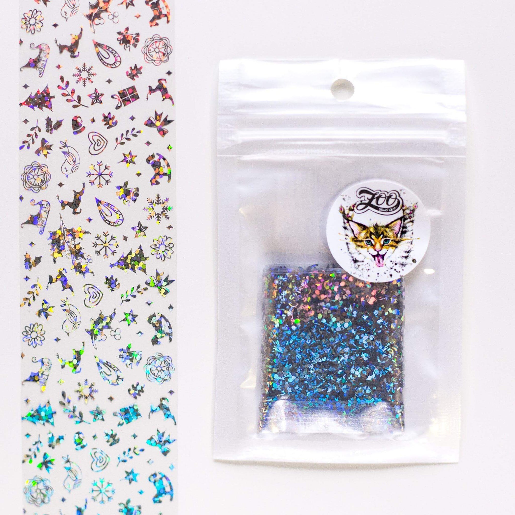Zoo Nail Art Transfer Foil- New Year's Transparent Silver
