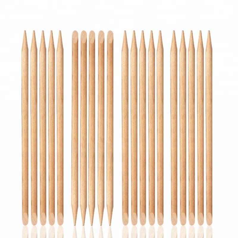 Dual-Ended Orange Wooden Sticks - 100 PCS