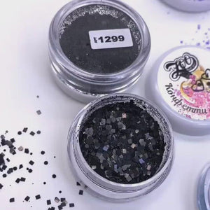 Zoo Nail Art Snowflake Confetti Mix - Black