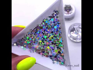 Zoo Nail Art Kamifubuki Confetti Mix - Iridescent Silver