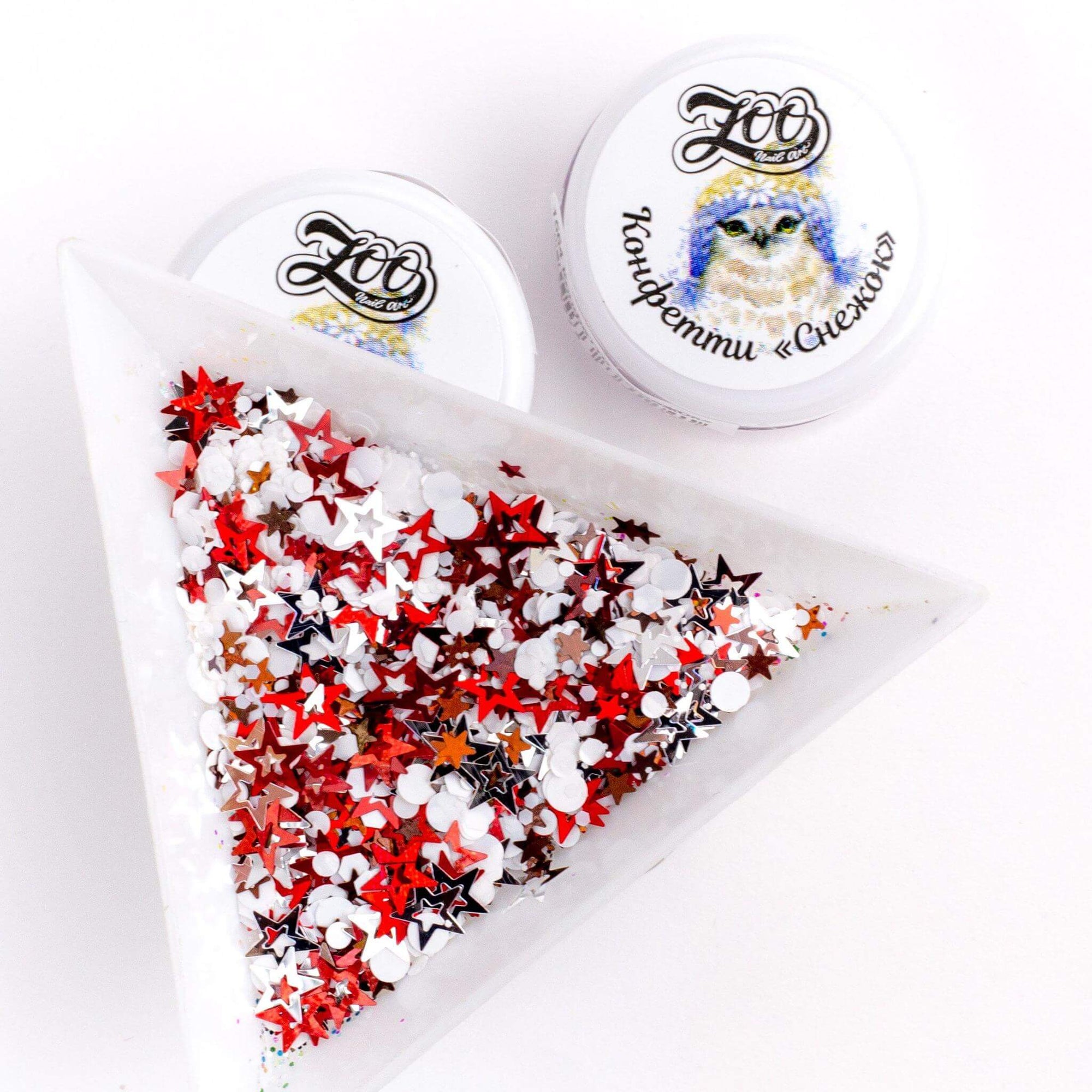 Zoo Nail Art Snowball Confetti - Red/White