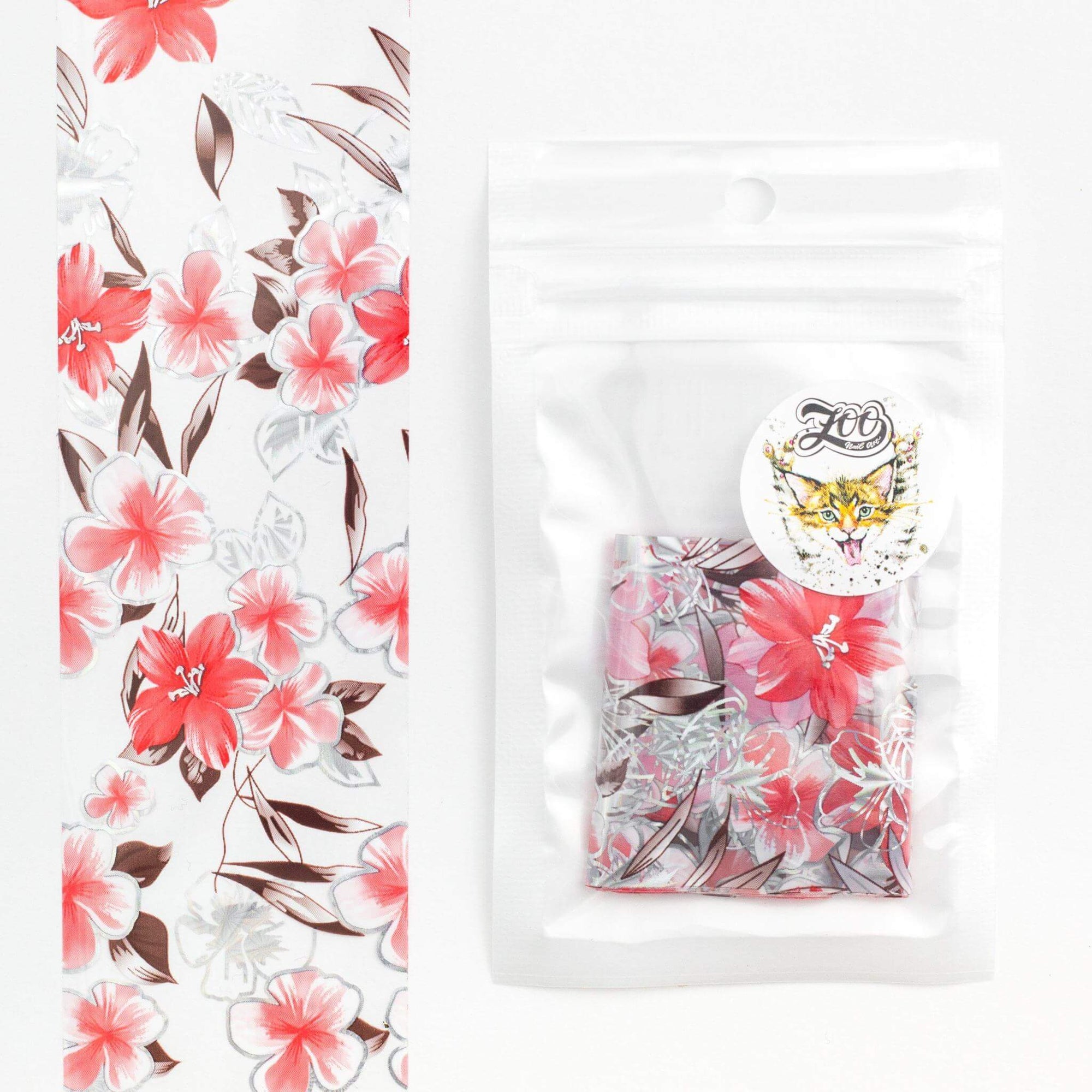 Zoo Nail Art Transfer foil- Red Florals