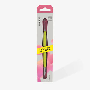 Staleks Manicure Pusher Gummy with Yellow Silicone Handle UNIQ 11 TYPE 2 (Beveled and Loop Pusher)