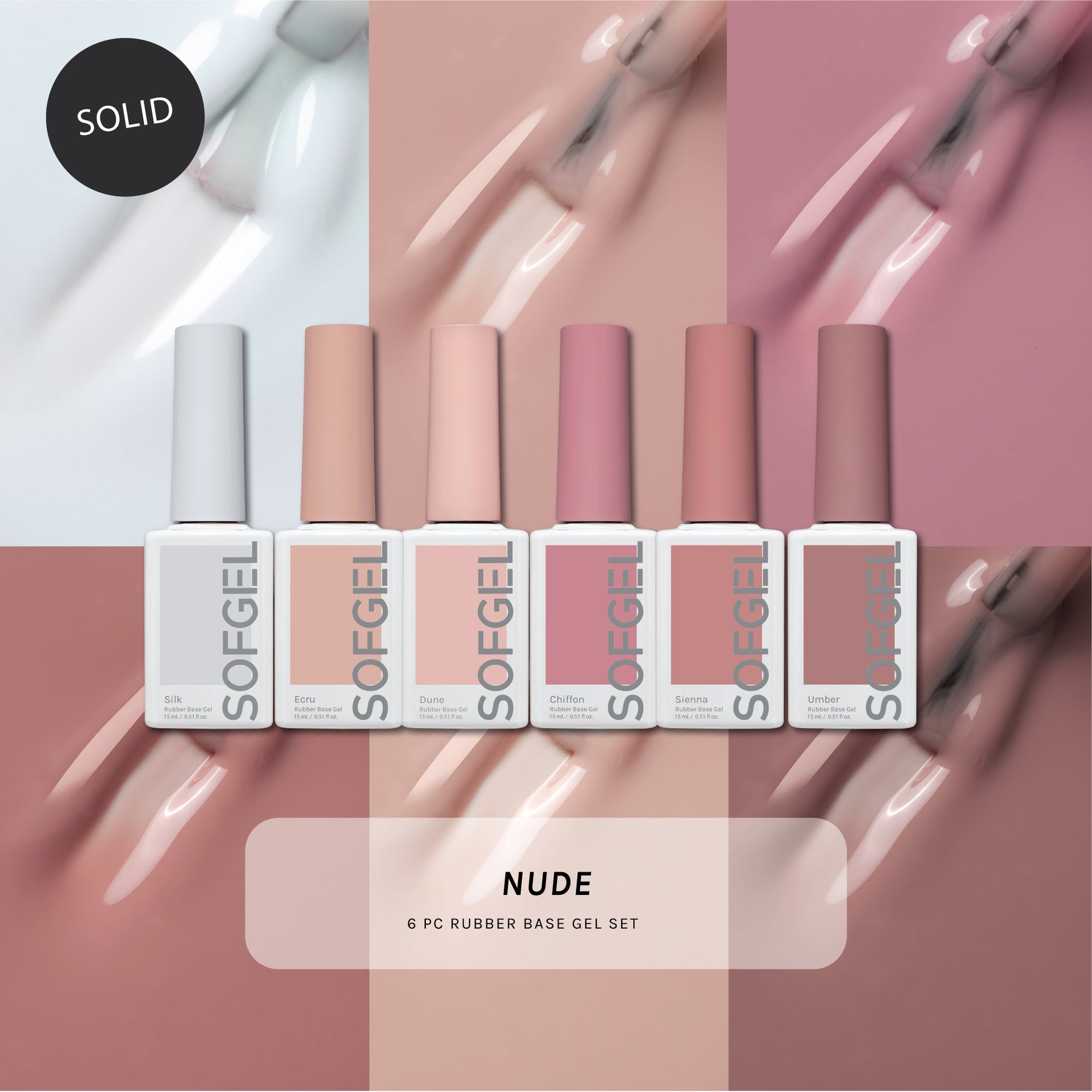 SOFGEL Nude Rubber Base Gel - Set of 6 Colors