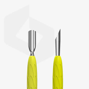 Staleks Manicure Pusher Gummy with Yellow Silicone Handle UNIQ 10 TYPE 2 (Rounded Narrow and Beveled Pusher)
