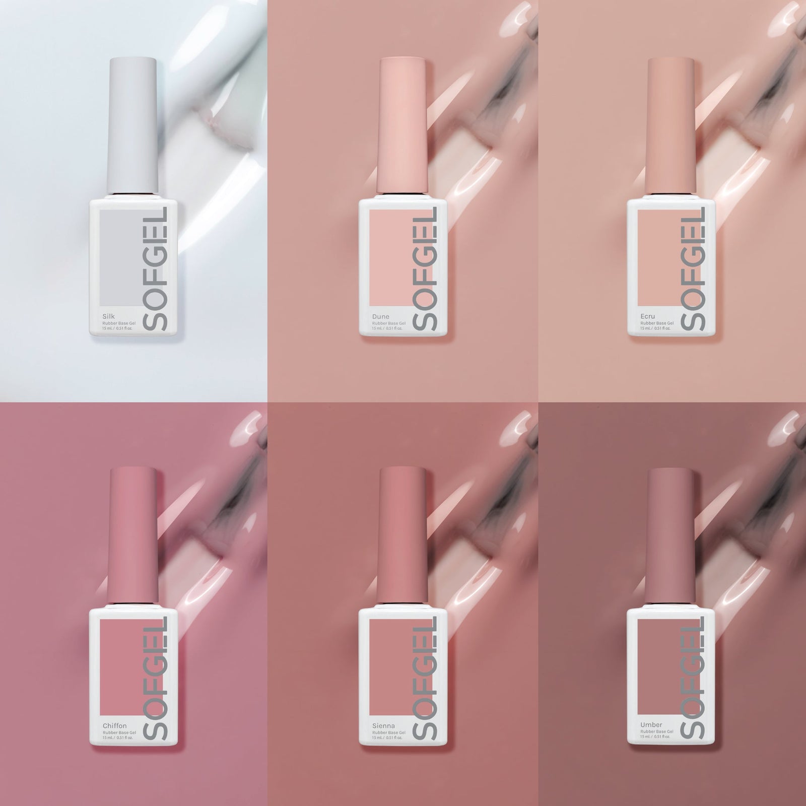 SOFGEL Nude Rubber Base Gel - Set of 6 Colors