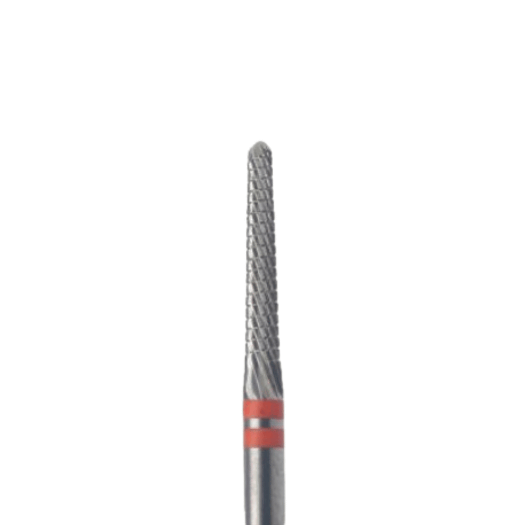 KMIZ Carbide Corn Left Handed Nail Drill Bit - Soft Grit (Red) 2.3mm