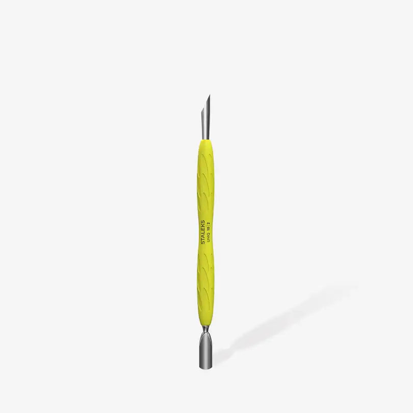 Staleks Manicure Pusher Gummy with Yellow Silicone Handle UNIQ 10 TYPE 2 (Rounded Narrow and Beveled Pusher)