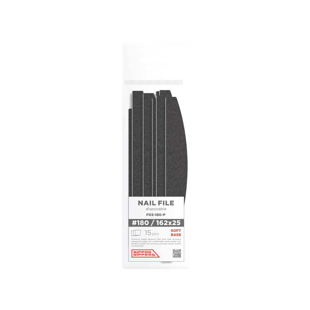 Nippon Nippers Disposable Semi-Oval Nail Files with Foam Base 15/30 Pcs: Black
