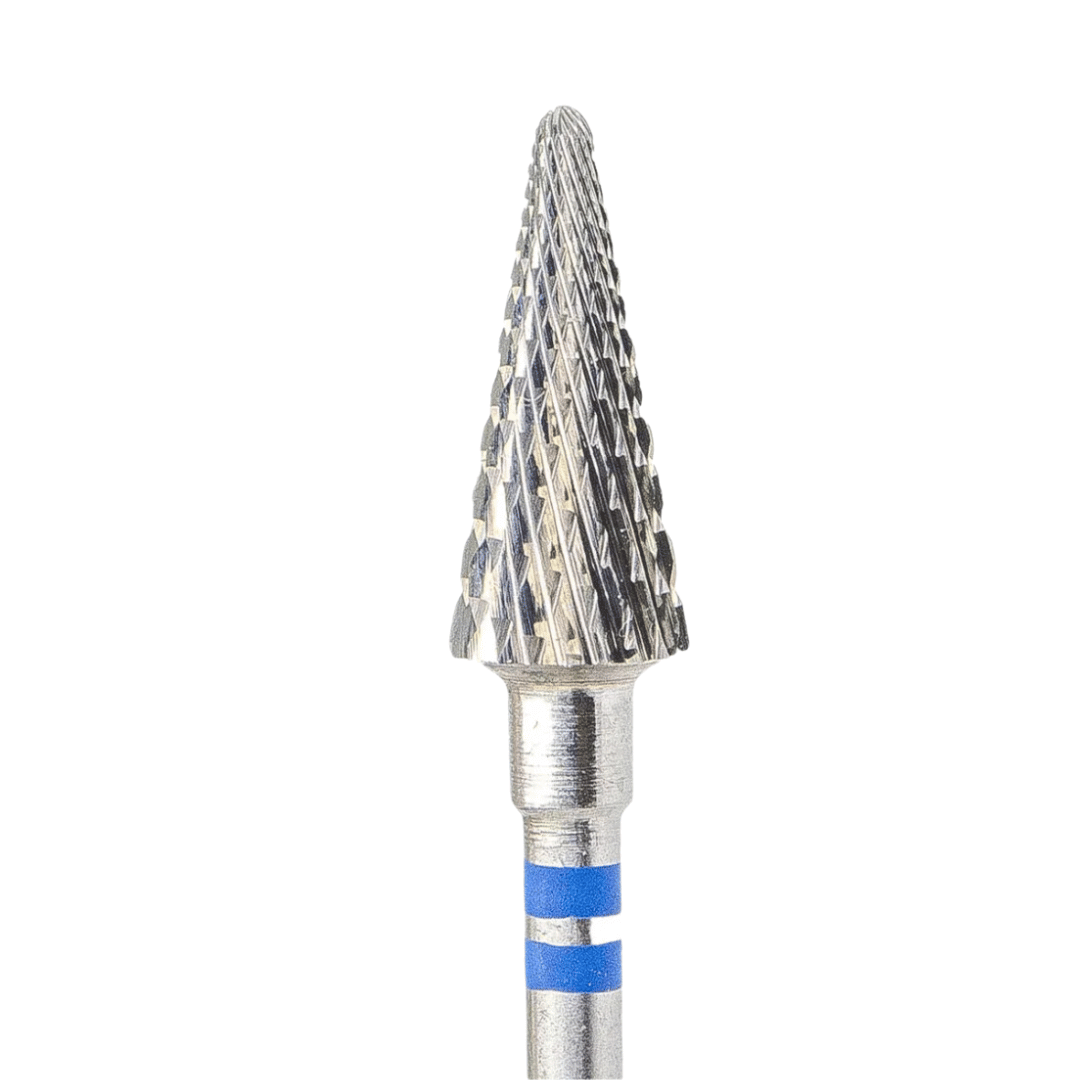 KMIZ Carbide Corn Left Handed Nail Drill Bit - Medium Grit with Double Cut (Blue)