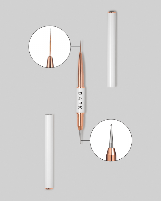 DARK Double-sided Brush (liner 13 mm+ Dotting tool 1.2 mm)