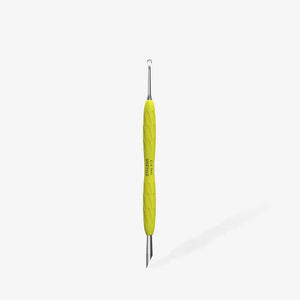 Staleks Manicure Pusher Gummy with Yellow Silicone Handle UNIQ 11 TYPE 2 (Beveled and Loop Pusher)