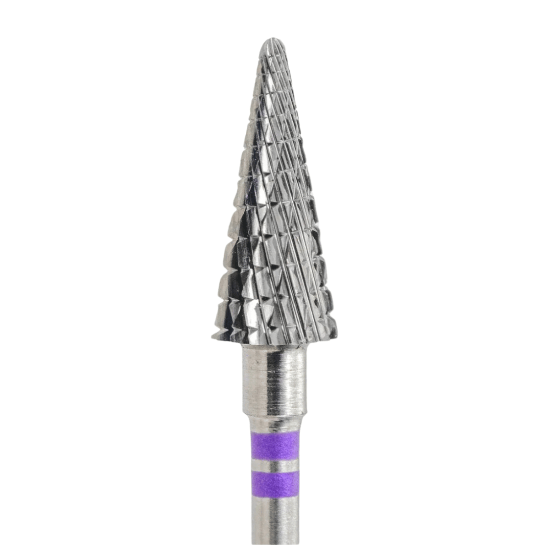 KMIZ Carbide Corn Left Handed Nail Drill Bit - Coarse Grit with Double Cut (Purple) 6.0mm