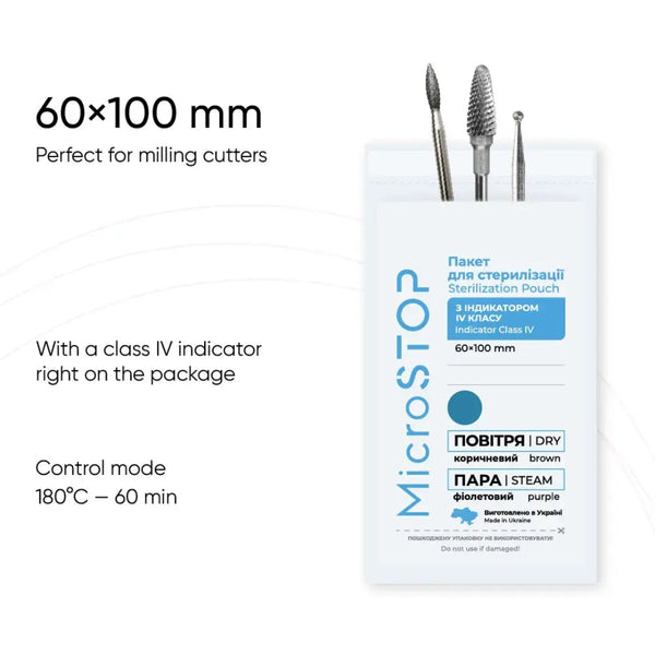 MicroStop Sterilization Pouches Class 4 Indicator 60x100 mm (100 Pcs ...