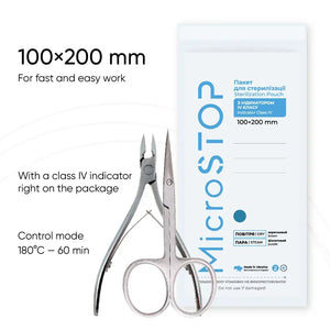 MicroStop Sterilization Pouches Class 4 Indicator 100x200 mm (100 Pcs)