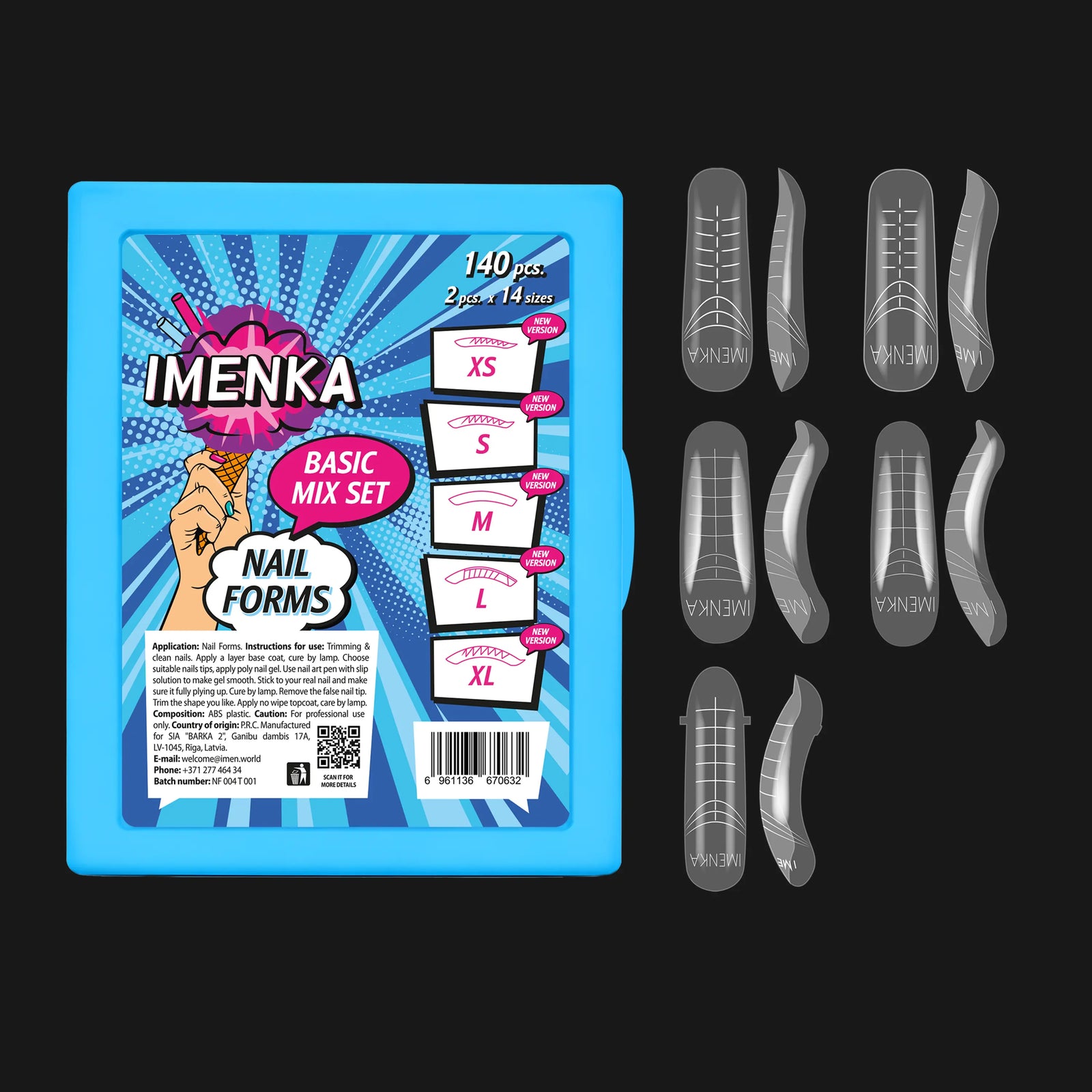 Imenka Nail Forms Set "Basic Mix", 140pcs