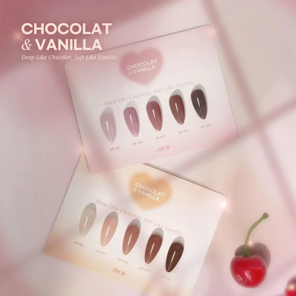 JIN.B Chocolat & Vanilla Collection- 10 PCS Syrup Gel Polish Set