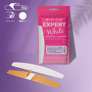 Staleks Disposable White Files With Soft Foam Base for Crescent Nail File EXPERT 40 (30 pcs)