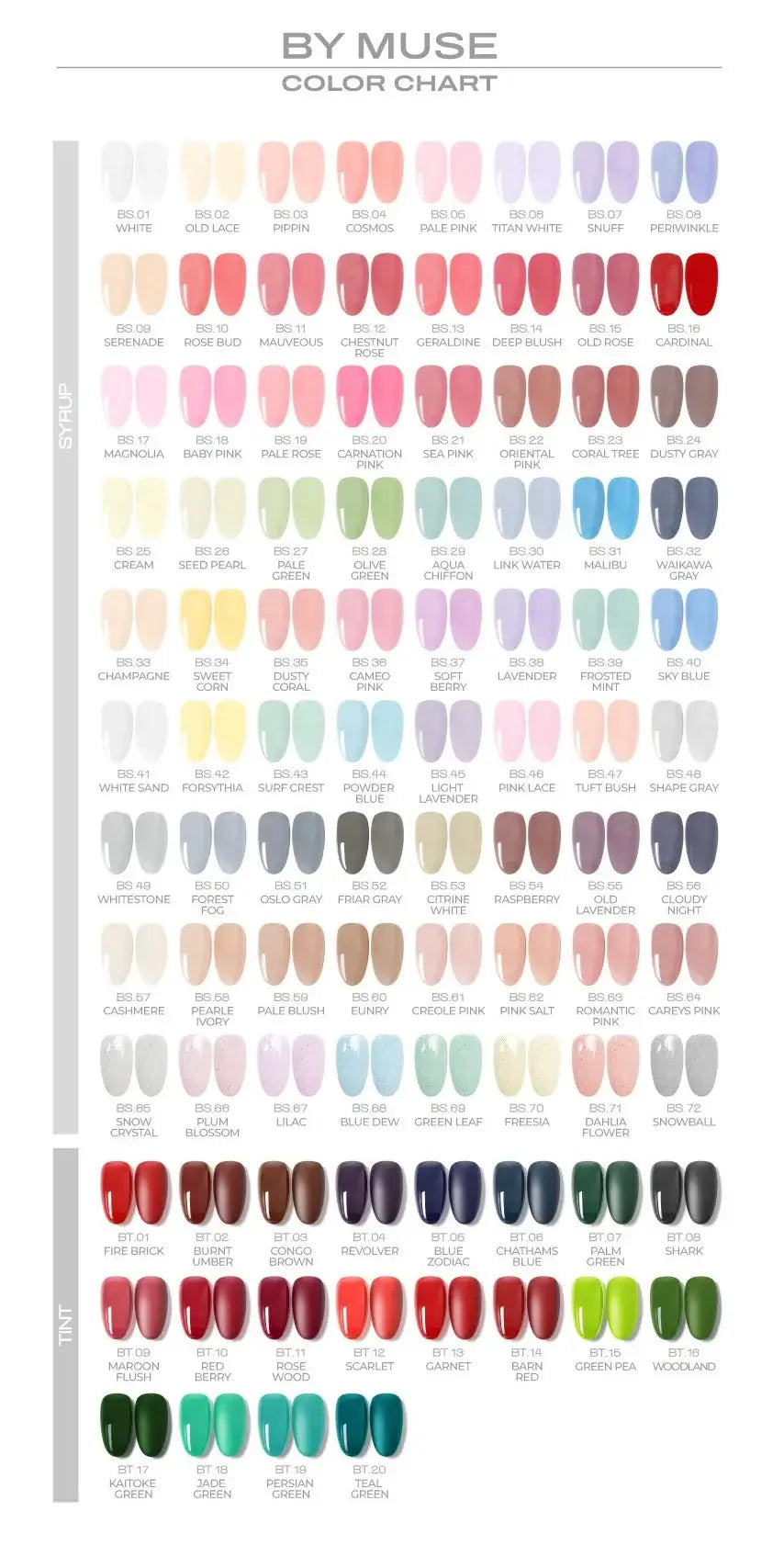 BY MUSE Spring Snow- 8 PC Glitter Syrup Color Gel Polish