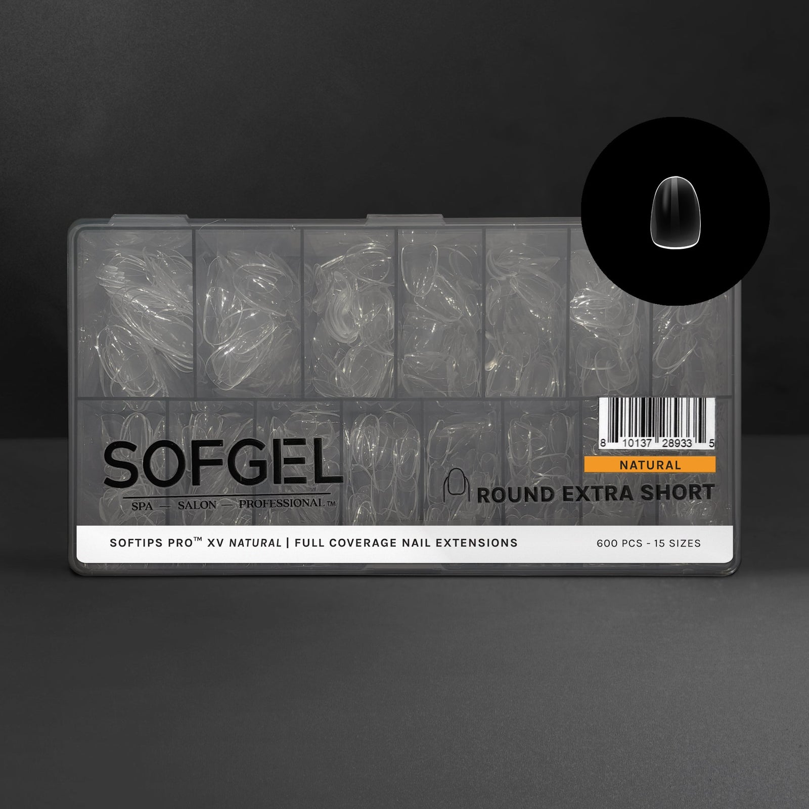 SOFGEL SOFTIPS PRO™ XV NATURAL - ROUND EXTRA SHORT