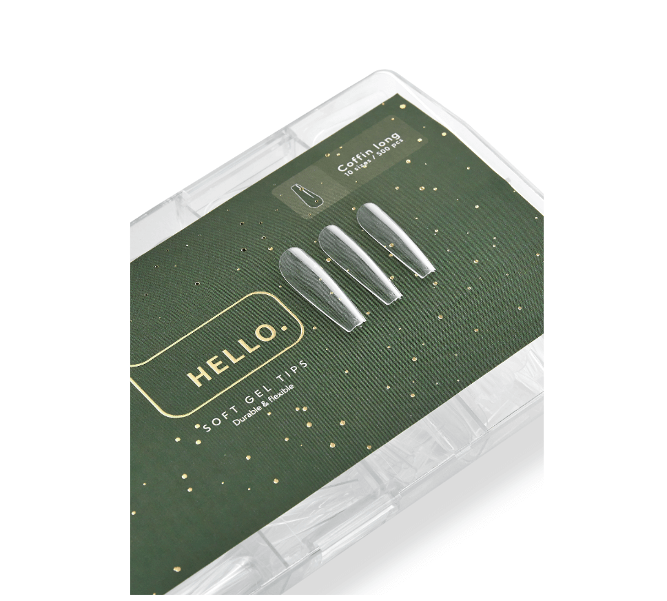 Hello Full Cover Soft Gel Tips - Long Coffin