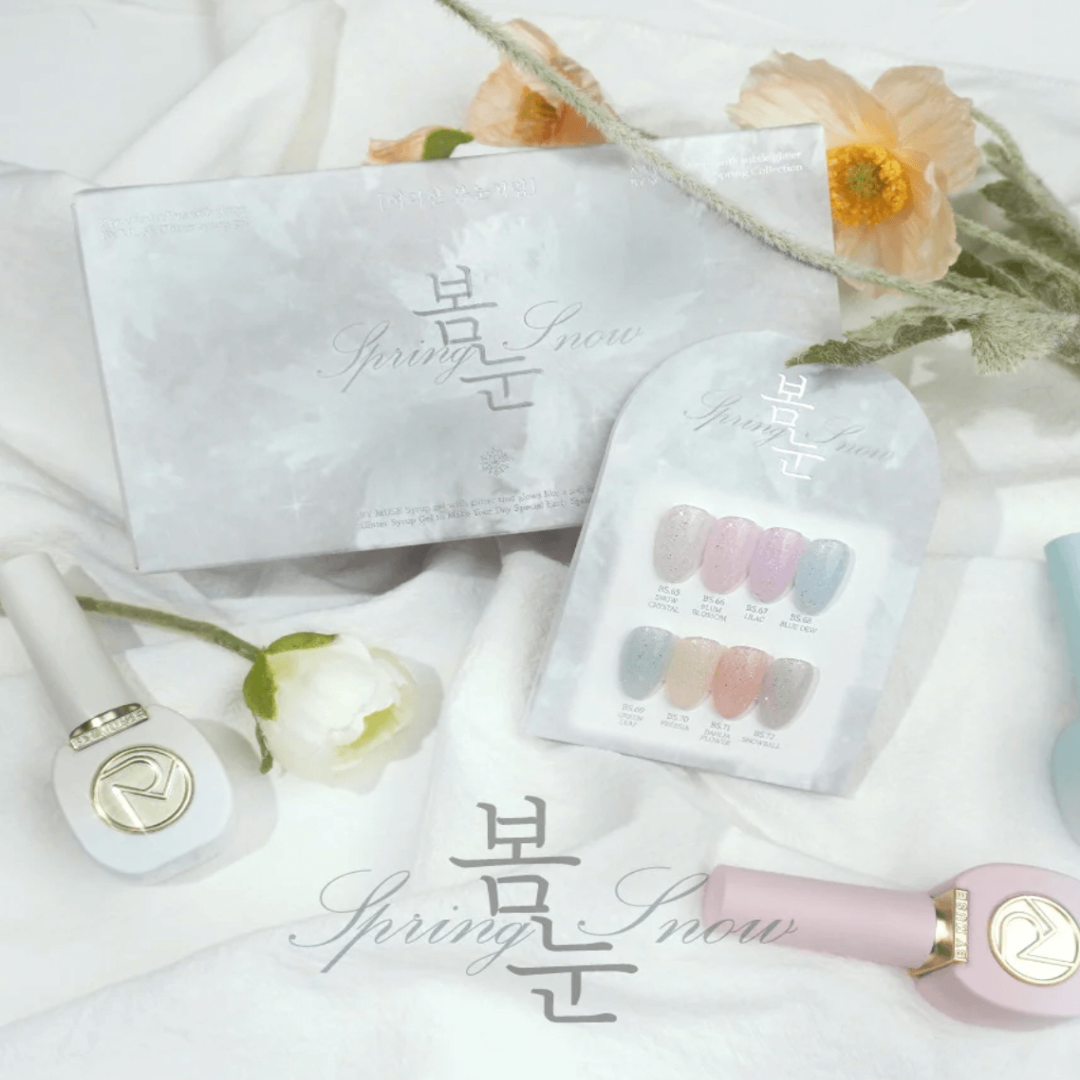 BY MUSE Spring Snow- 8 PC Glitter Syrup Color Gel Polish - Nail