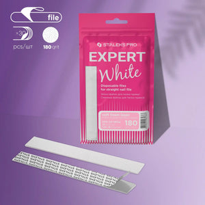 Staleks Disposable White Files for Straight Nail Files With Soft Foam Layer EXPERT 20 (30 PCS)