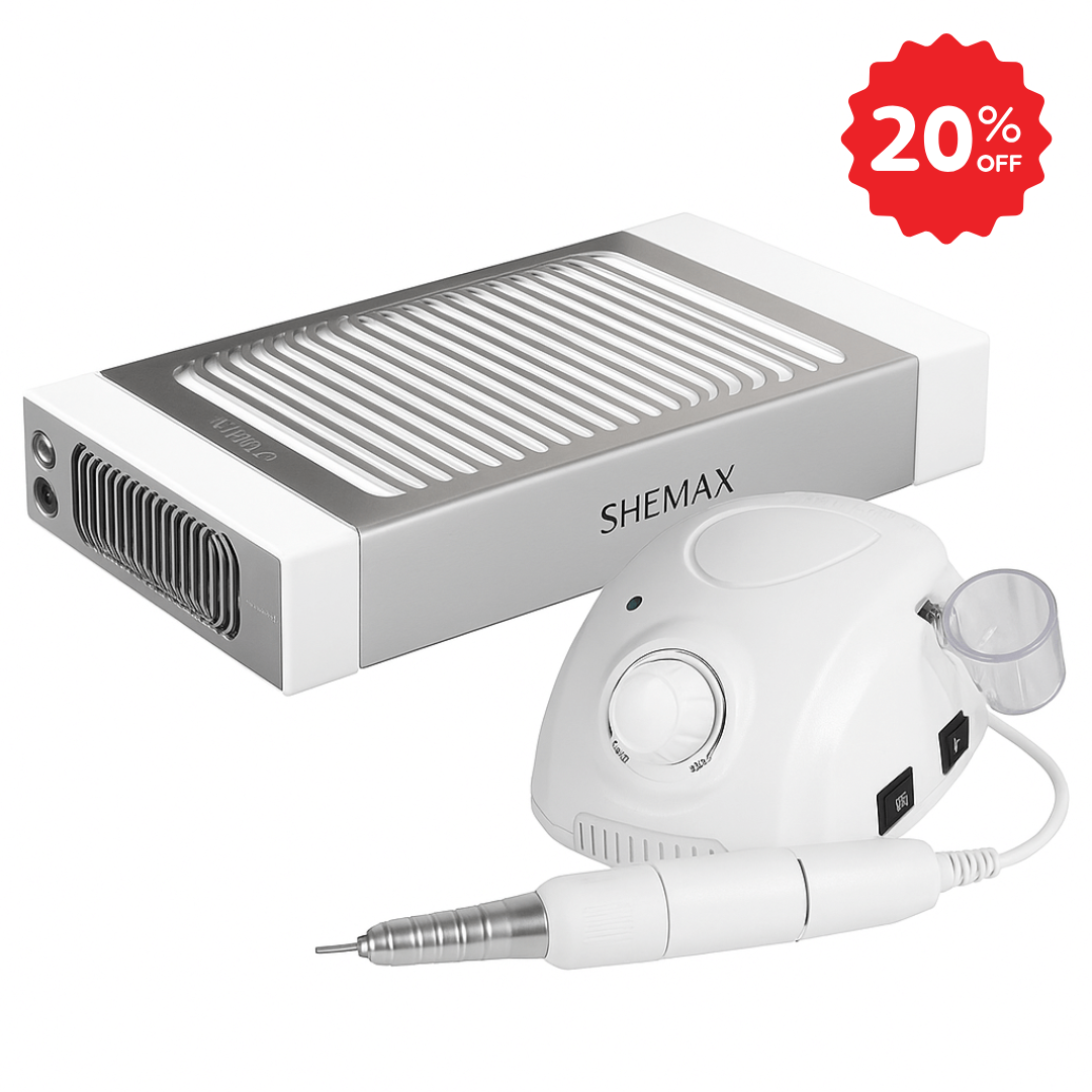 Shemax Style Pro White Dust Collector + Saeyang Marathon Champion 3 Nail Drill (SH20N Handpiece) Bundle