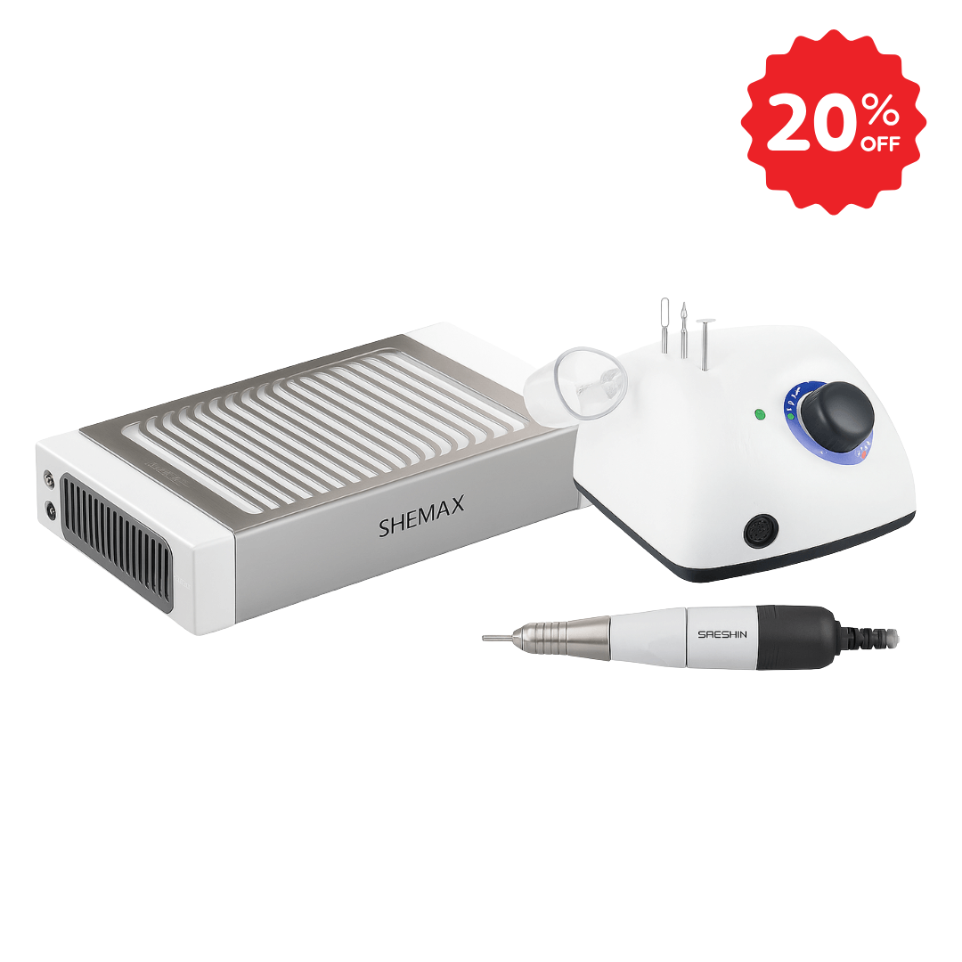 Shemax Style Pro White Dust Collector + STRONG 210/120 35K Carbon Brush Bundle