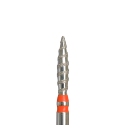 KMIZ Diamond Tornado Flame Left Handed E-File Nail Drill Bit - Fine Grit (Red) 2.3mm