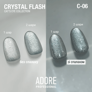 Adore Professional Crystal Flash Cat Eye Gel Polish - Cold Silver