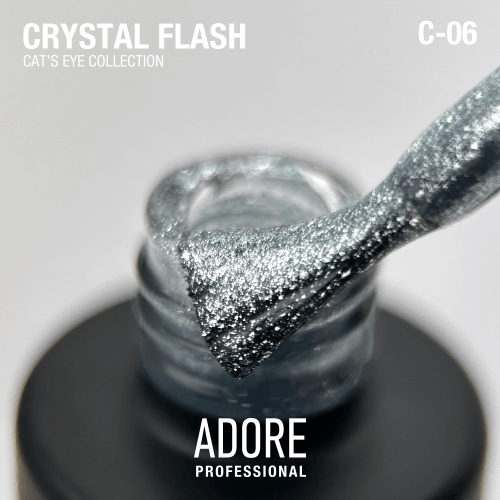 Adore Professional Crystal Flash Cat Eye Gel Polish - Cold Silver