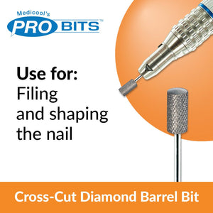 Medicool Cross Cut Diamond Barrel Bit -E13M- for Nails