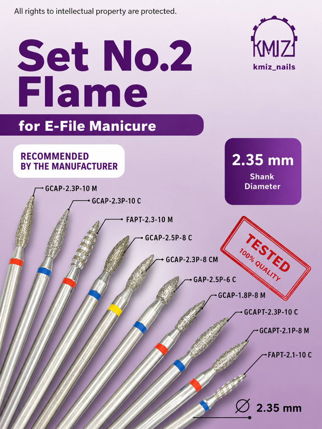 KMIZ Diamond Flame E-File Nail Drill Bit Set #2