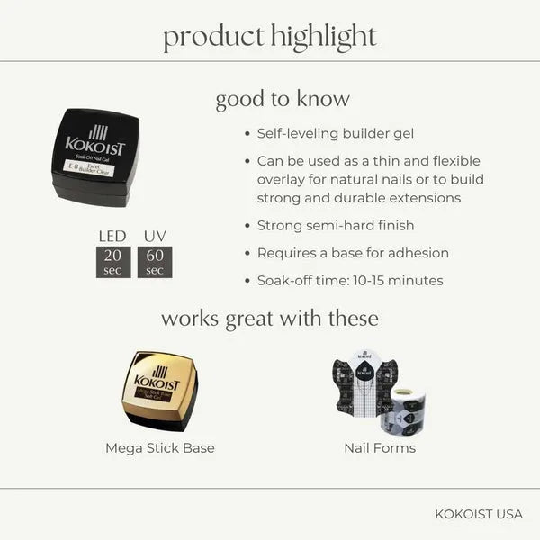 Kokoist E-B Excel Builder - Clear - Nail Mart USA