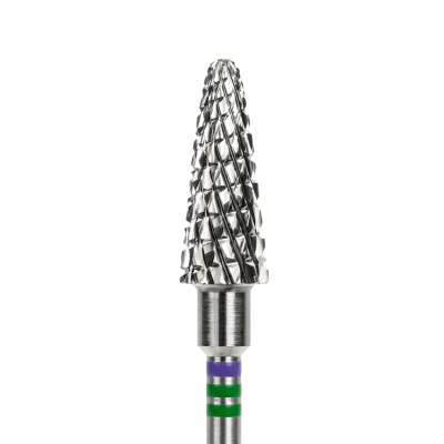 KMIZ Carbide Cone Left-Handed E-File Nail Drill Bit - Triple Cut (Purple) 6.0mm