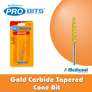 Medicool Gold Carbide Tapered Cone Bit -CC4- for Nails