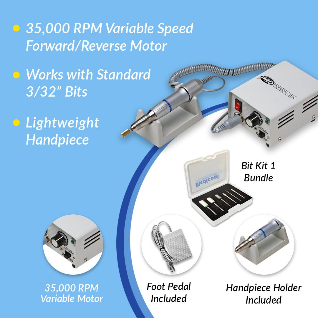 Medicool Pro Power 35k Electric File + Bit Kit 1 Bundle