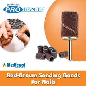 Medicool Red-Brown Sanding Bands for Nails