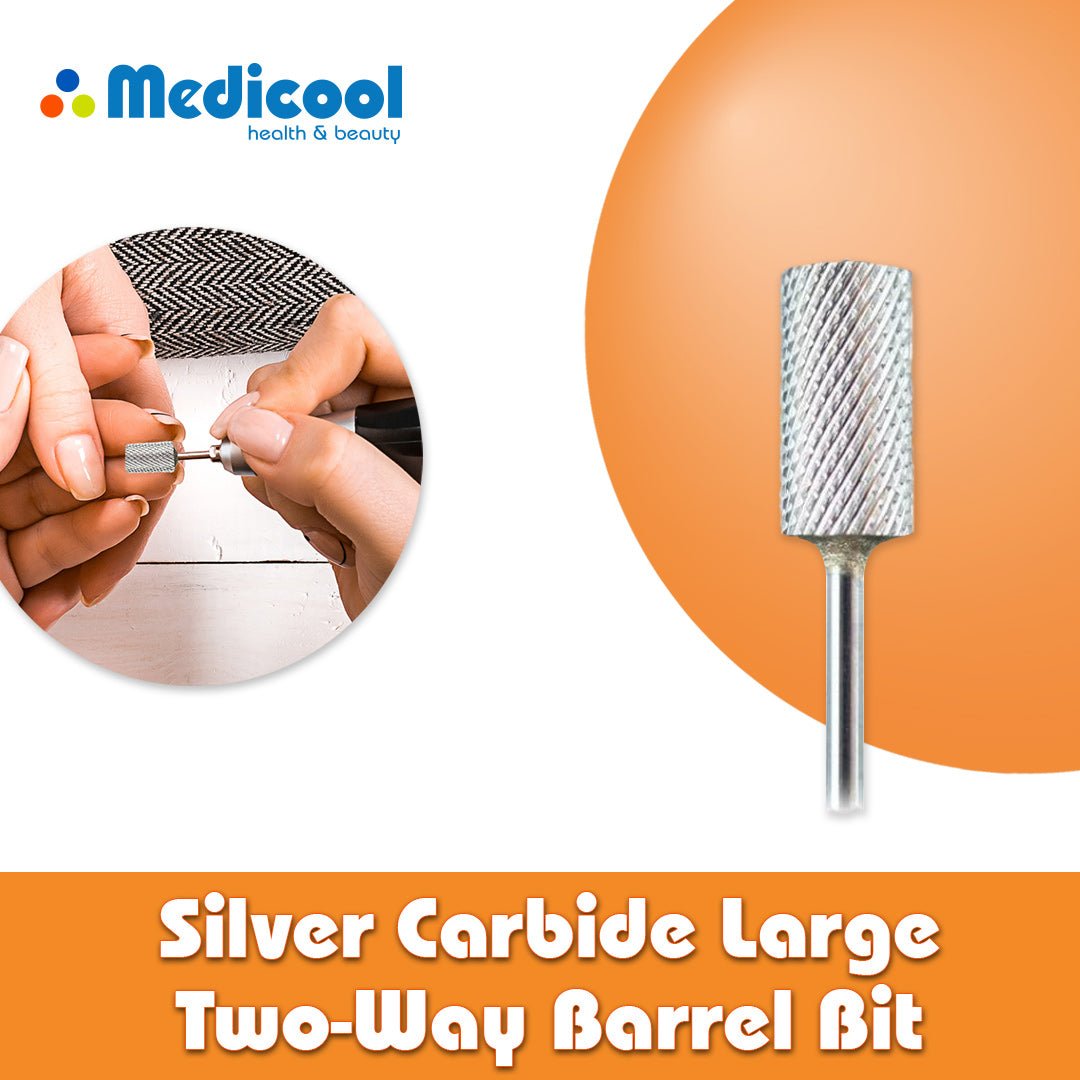 Medicool Silver Carbide Large Two-Way Barrel Bits for Nails
