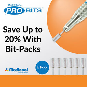 Medicool Silver Carbide Large Two-Way Barrel Bits for Nails