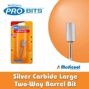 Medicool Silver Carbide Large Two-Way Barrel Bits for Nails
