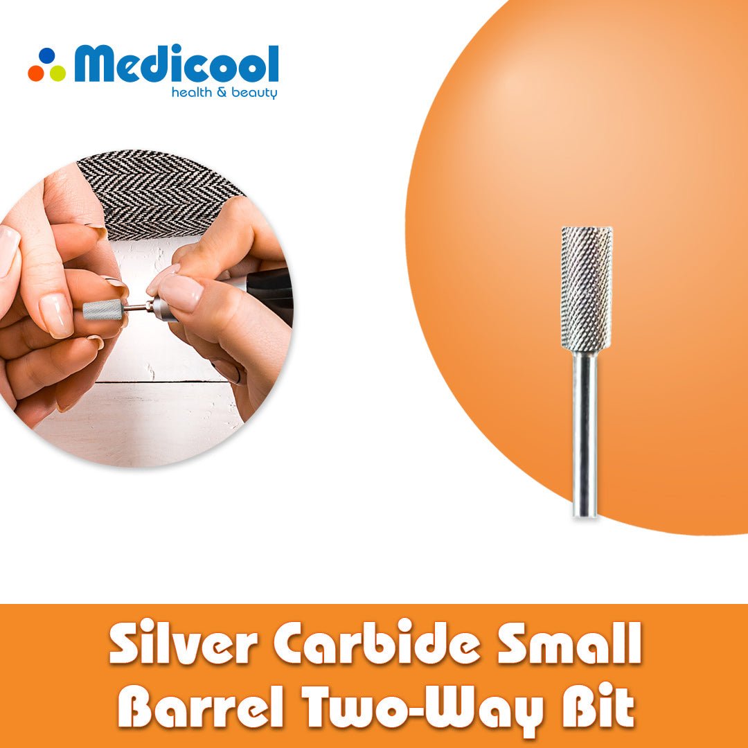 Medicool Silver Carbide Small Barrel Two-Way Bits for Nails