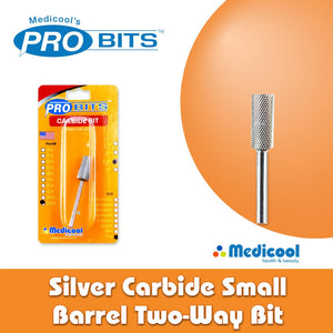 Medicool Silver Carbide Small Barrel Two-Way Bits for Nails