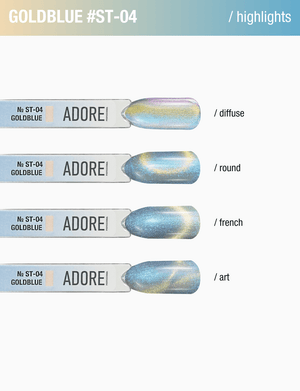 Adore Professional Satin Cat Eye Gel Polish - Gold Blue
