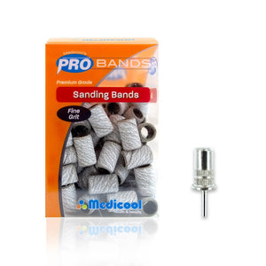 Medicool White Sanding Bands and Mandrel Bundle
