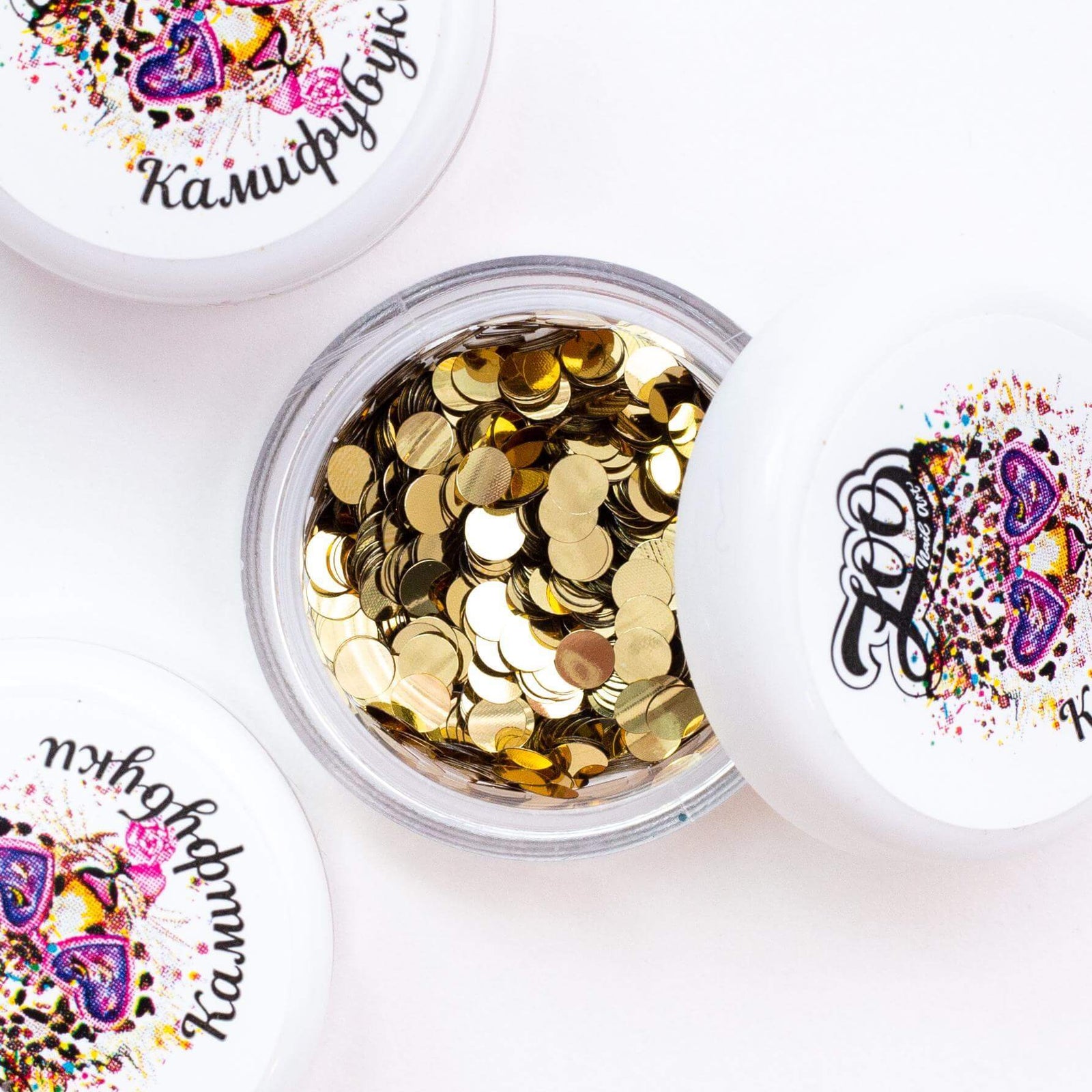Zoo Nail Art Kamifubuki Round Confetti Mix - Gold