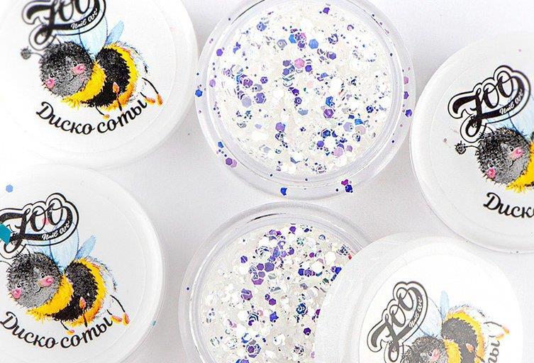 Zoo Nail Art Disco Honeycomb Hexagon Mix - Purple White