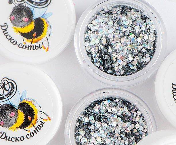 Zoo Nail Art Disco Honeycomb Hexagon Mix - Silver