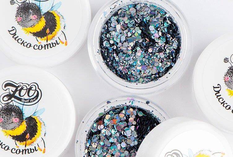 Zoo Nail Art Disco Honeycomb Hexagon Mix - Steel